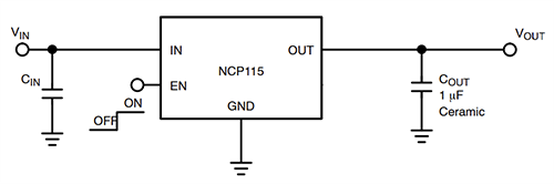 Application Circuit Diagram - onsemi NCP115 300mA LDO Regulators